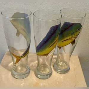 3 Conch Beer glasses. 8.25”